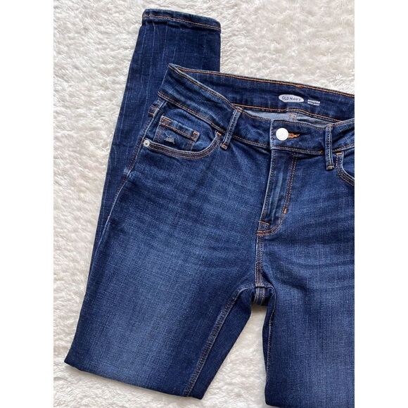 Old Navy Mid-Rise Rockstar Super-Skinny Distressed Jeans in Dark Worn, Size 6 - Picture 6 of 16